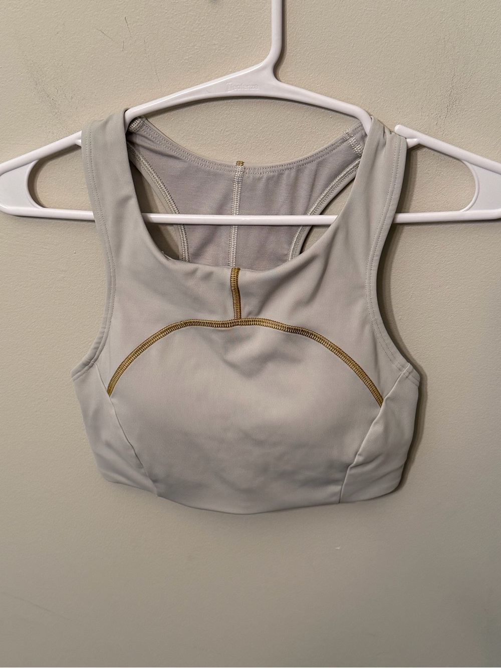 Lululemon High Neck Tough Train Bra C/D Cup Size 6 Light Sage and Gold